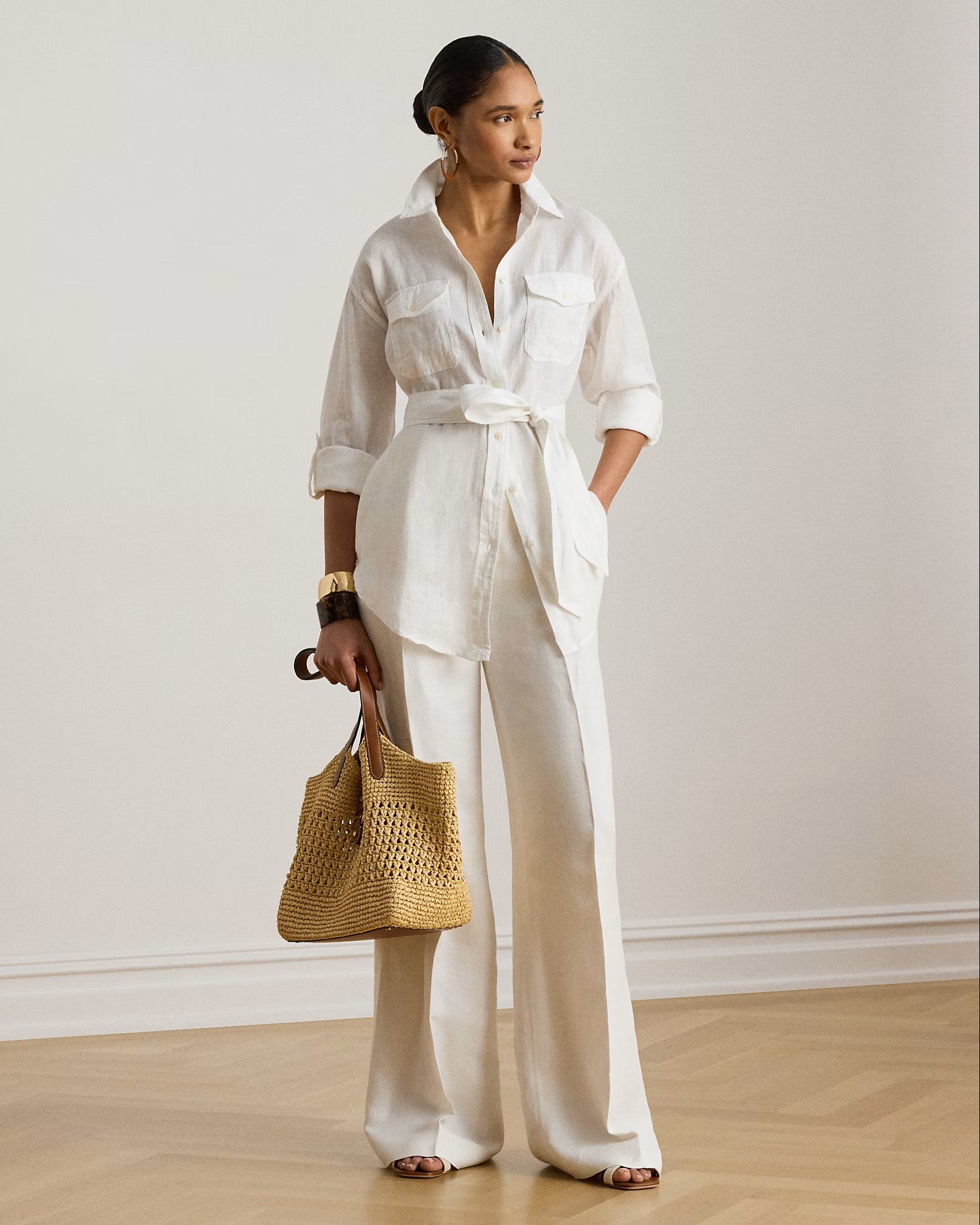 White Tissue Linen Button Shirt
