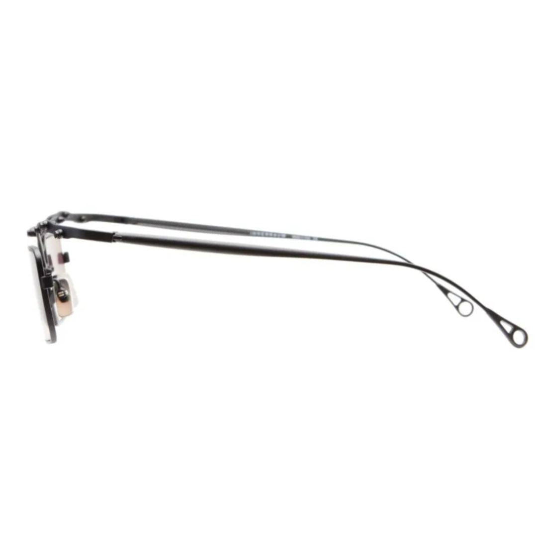 Oj7 Industrial-Inspired Black Metal Sunglasses with Rectangular Lenses