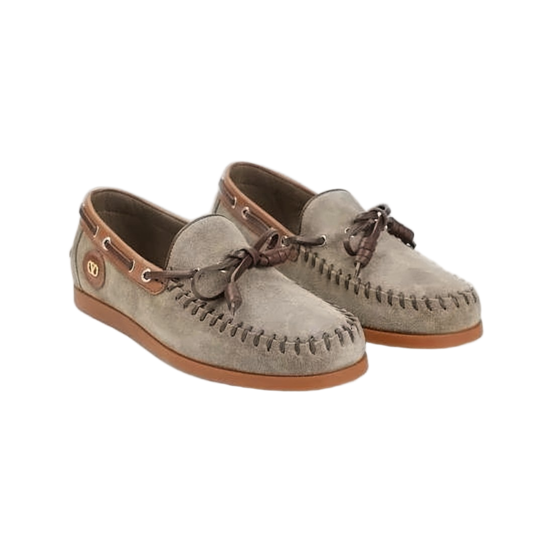 Suede Upper Loafers with Whipstitching