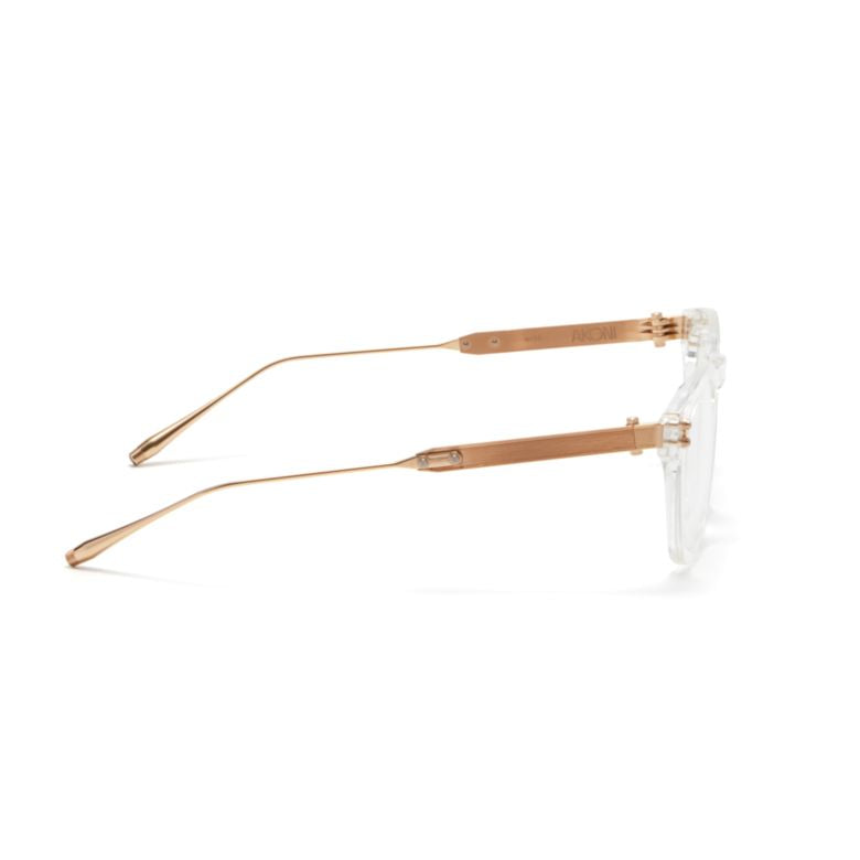 Akx-418 Transparent Square Frame Eyeglasses with Gold-tone Temples