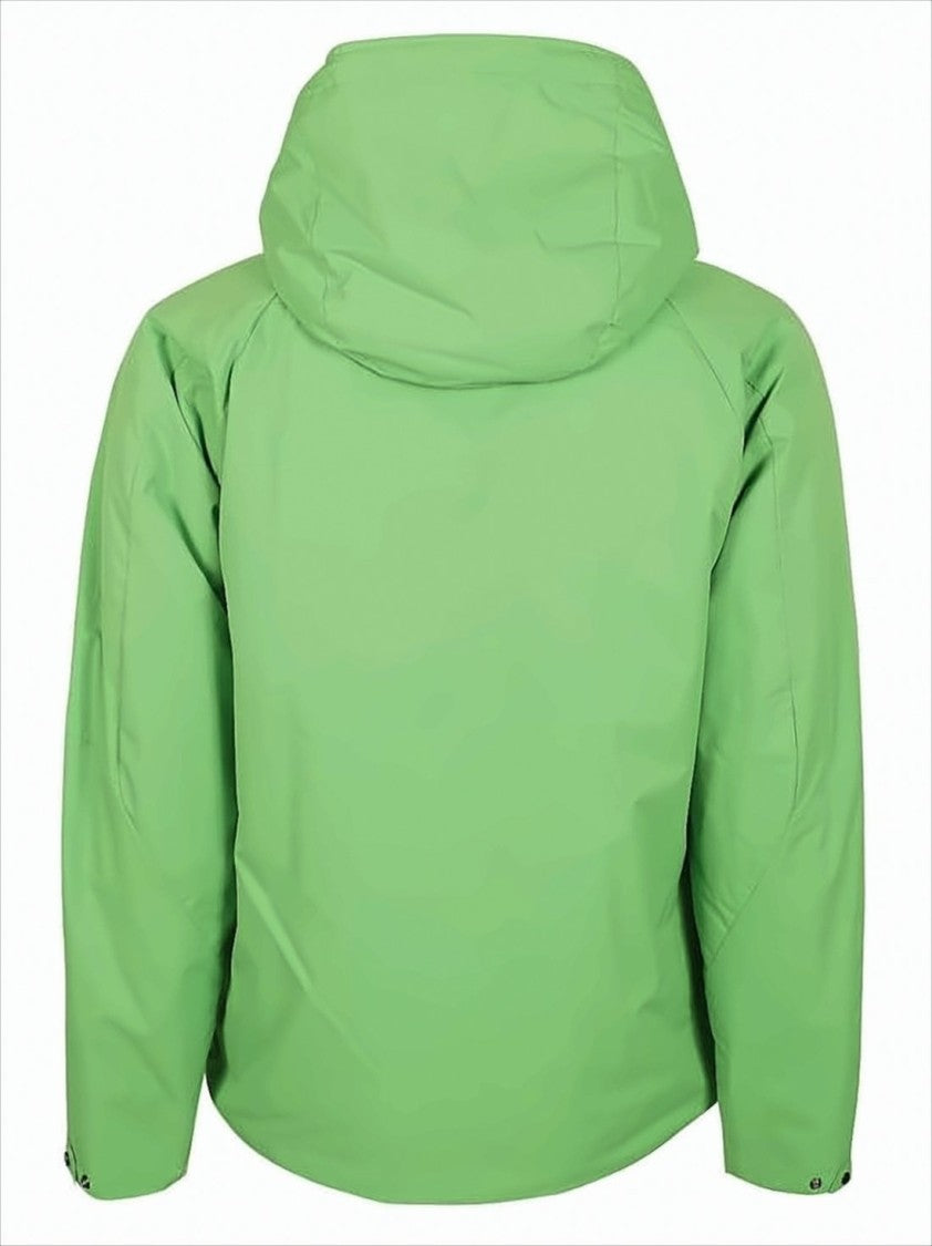 Vibrant Green Lightweight Hooded Jacket With Zip Closure And Patch