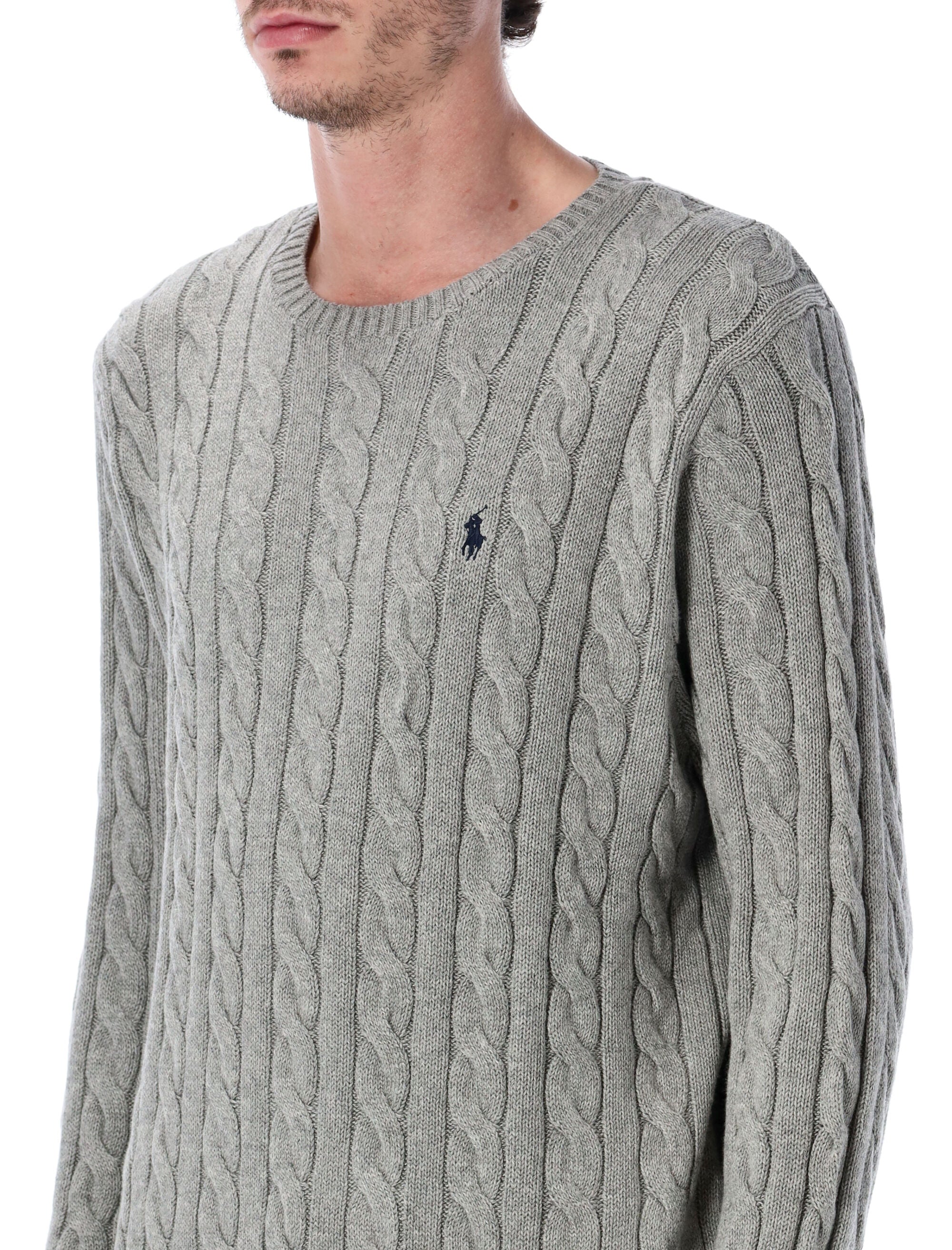 Cotton Cable-Knit Sweater With Classic Crew Neck