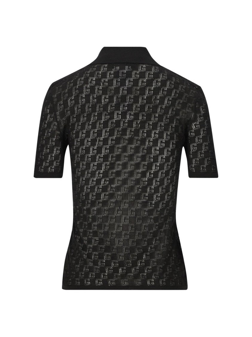Textured Checkered Knit Polo Shirt