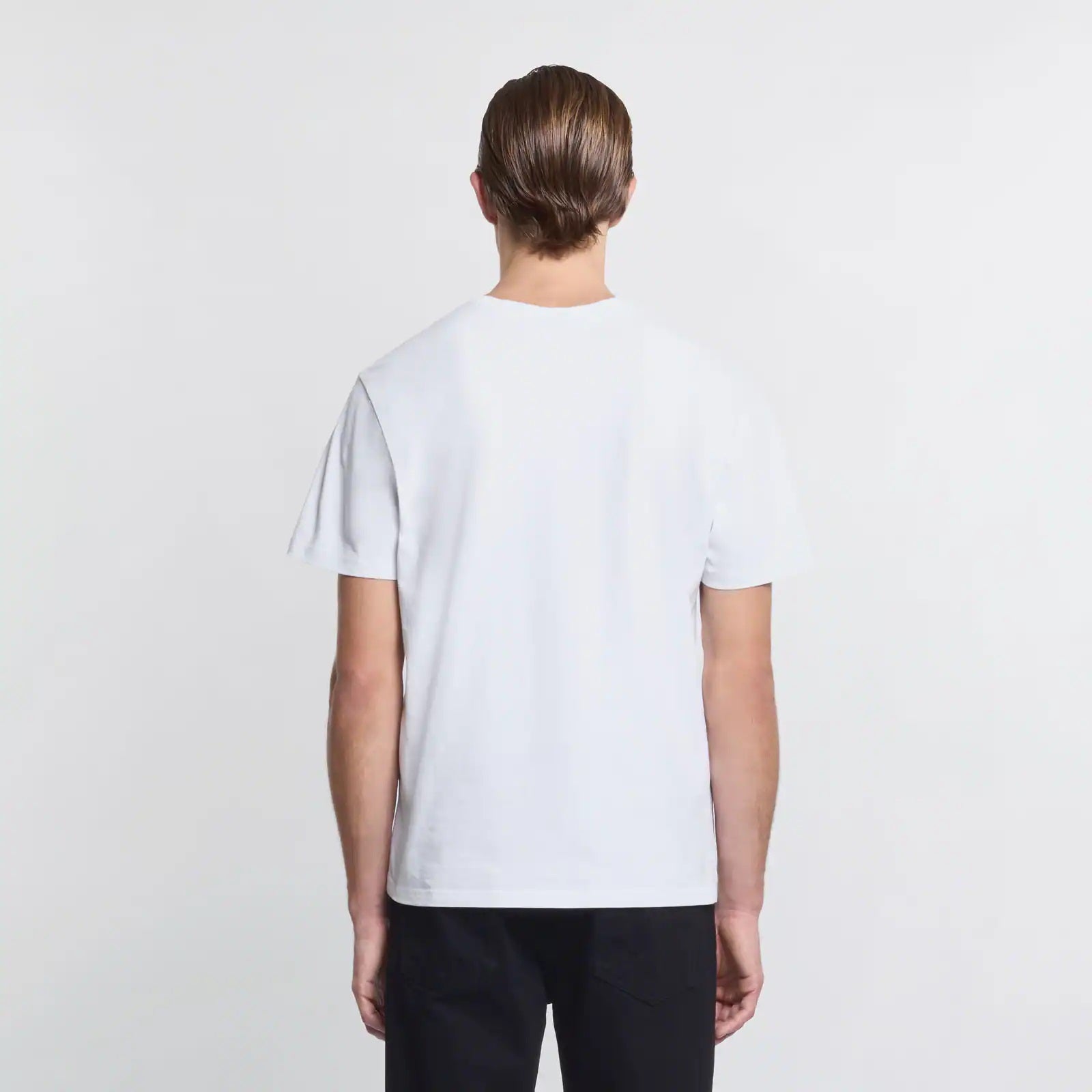 Versatile White T-Shirt With Calf Leather Accents