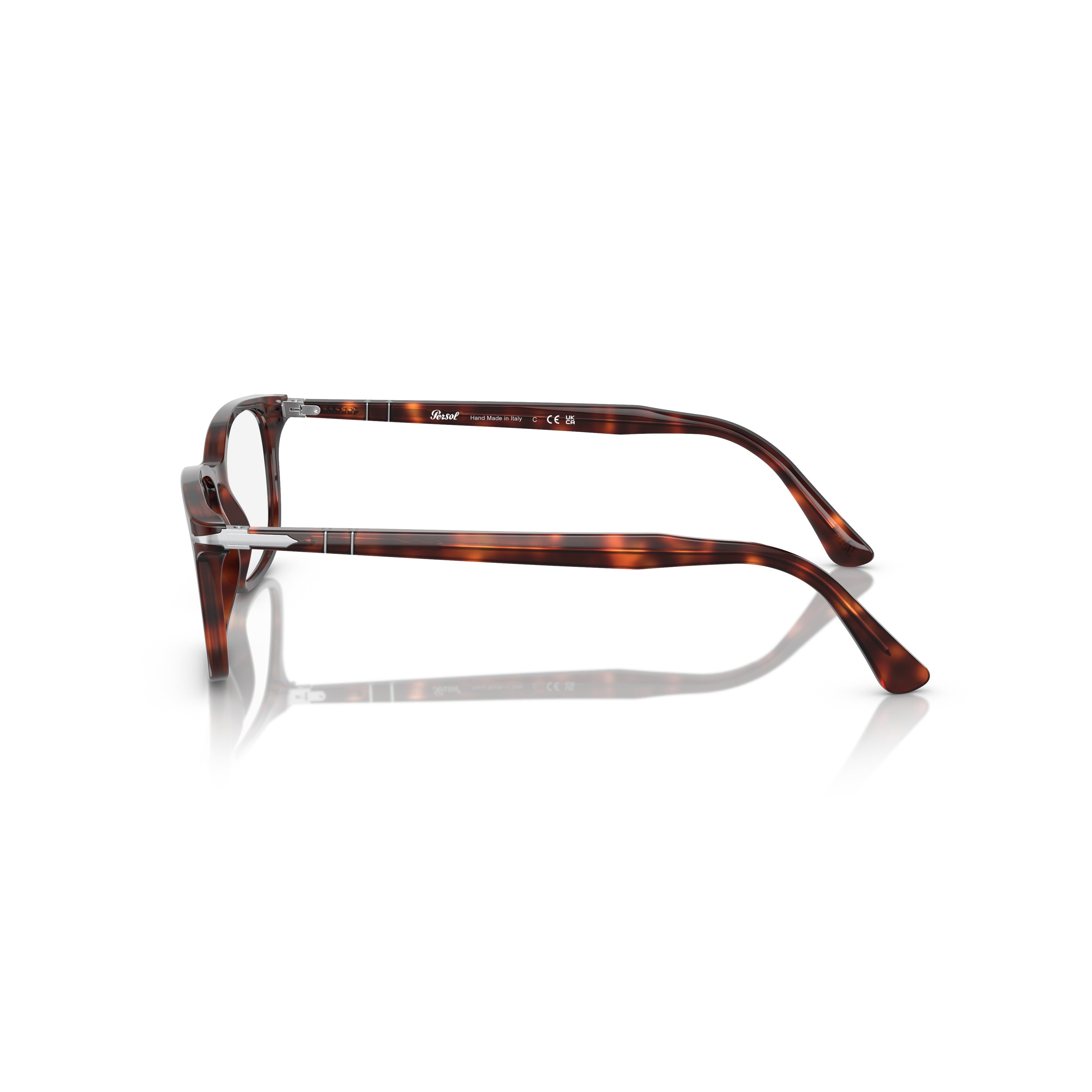 0po3189v Rectangular Tortoiseshell Eyeglasses with Slim Metallic Temples