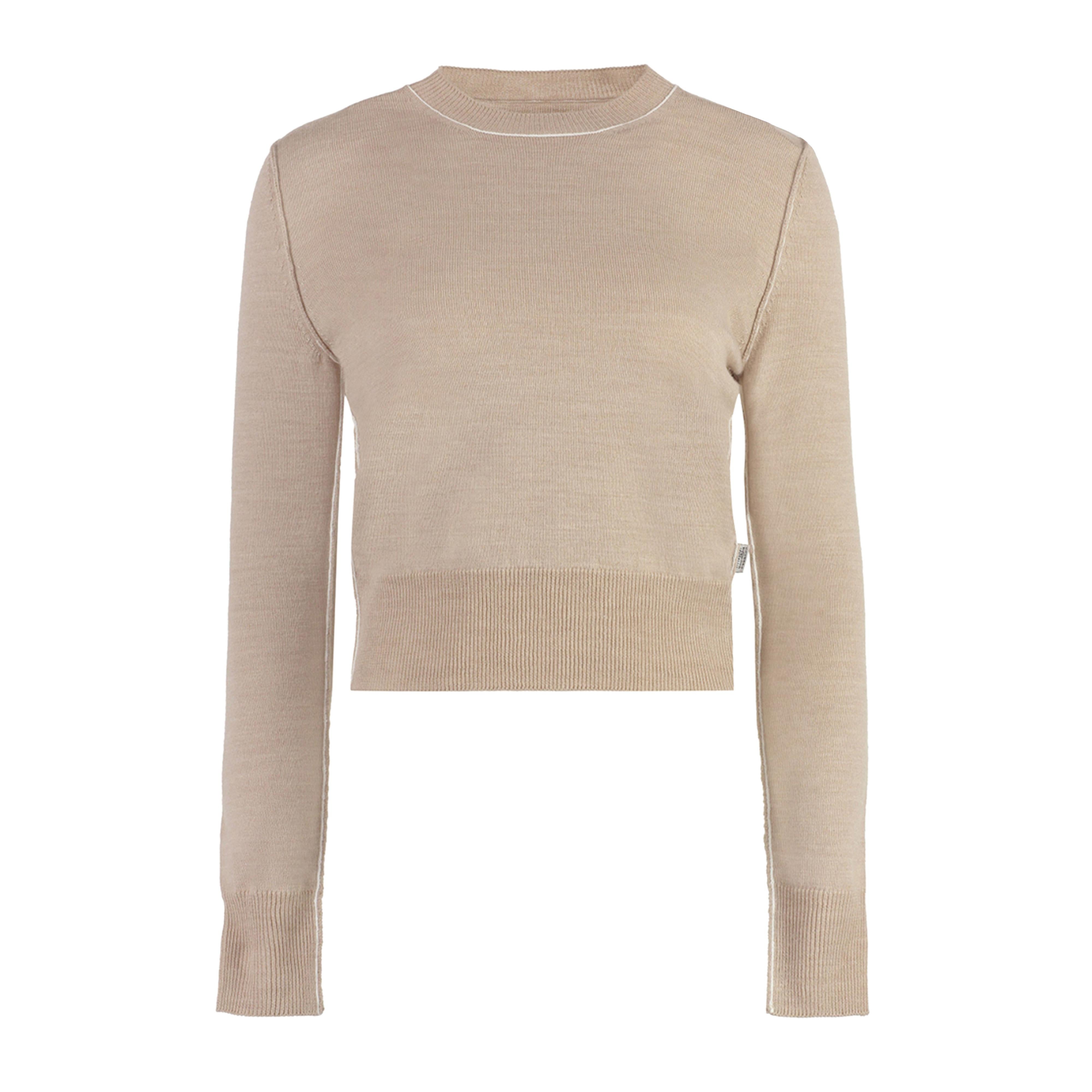 Slightly Cropped Knit Sweater With Contrasting Details