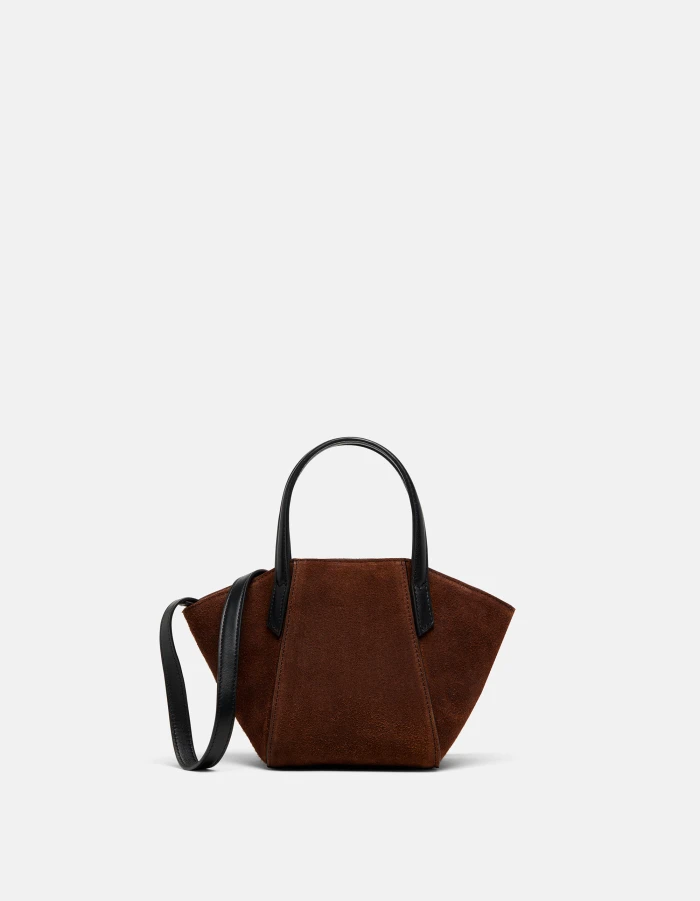 Compact Brown Suede Mini Bag