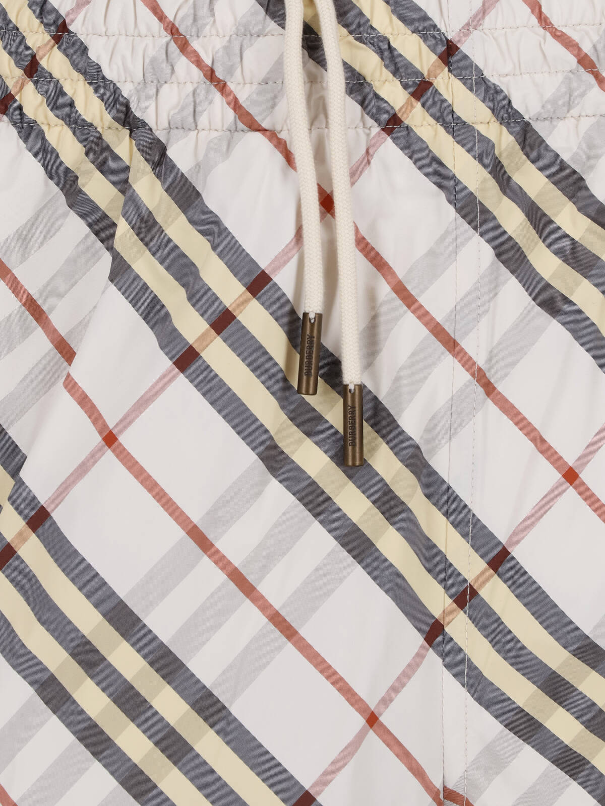 Beige Check Relaxed Drawstring Shorts