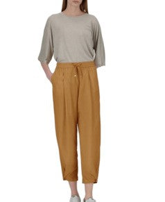 Camel Wide-Cut Trousers With Adjustable Ankle Features