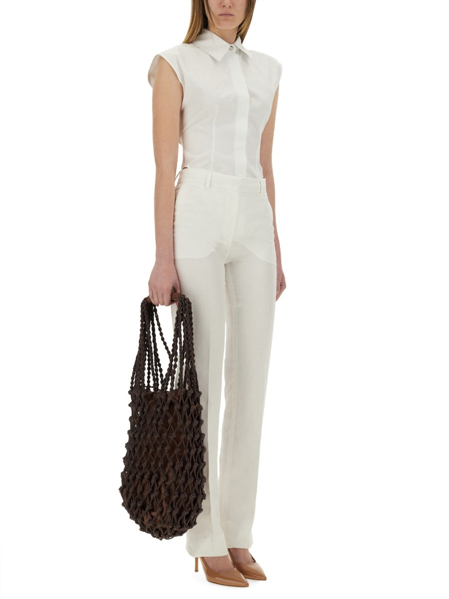 Straight-Fit Tailored Pants With Mid-Rise Waist