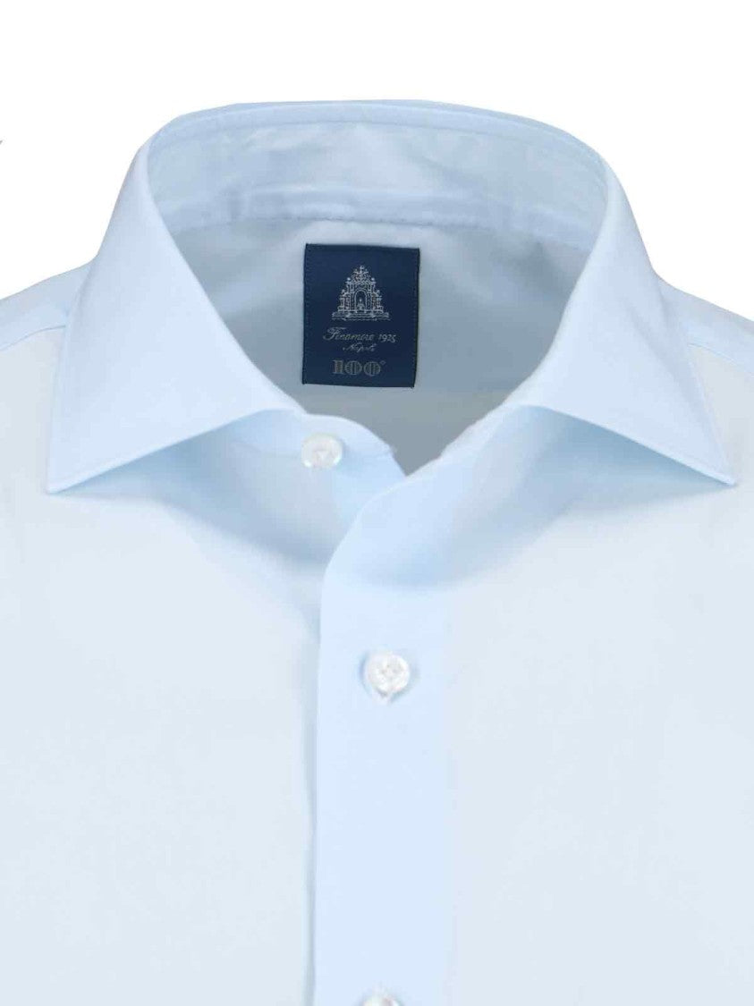 "Milano" Shirt, In Light Blue Cotton, Classic Collar