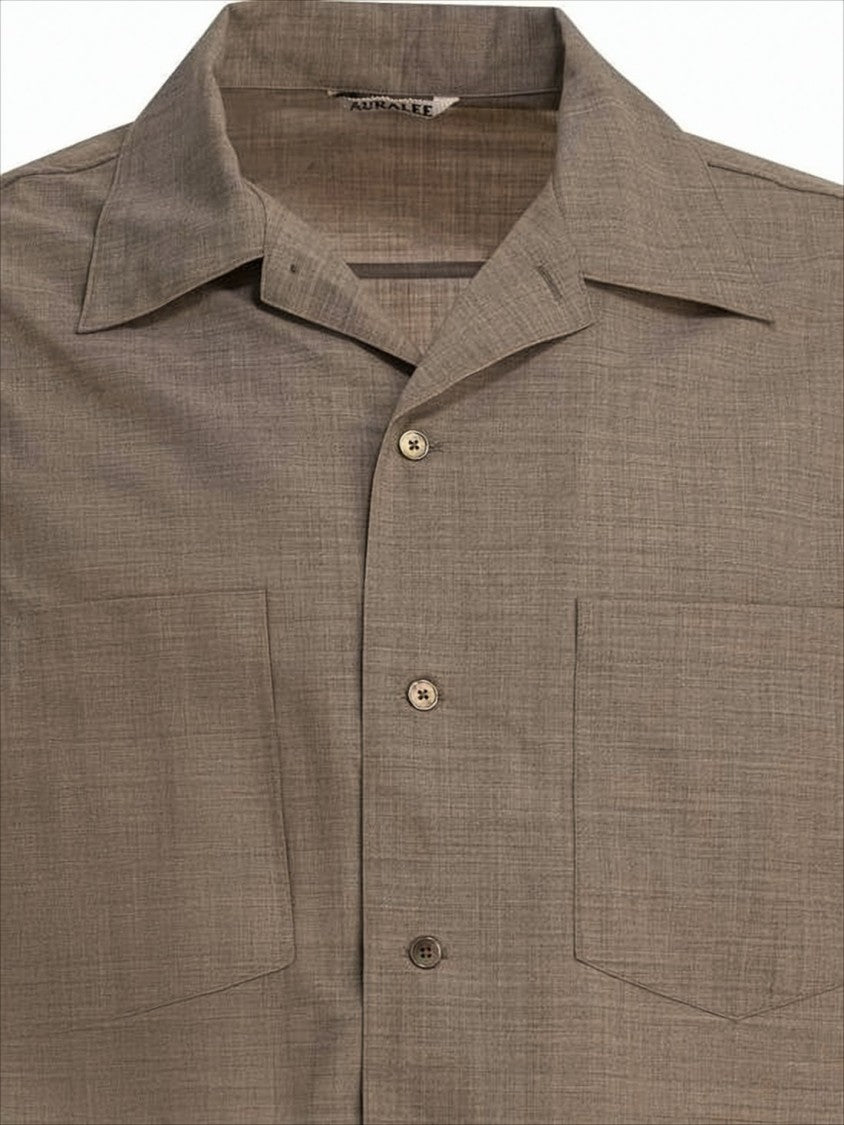 Boxy Short-Sleeve Wool Shirt