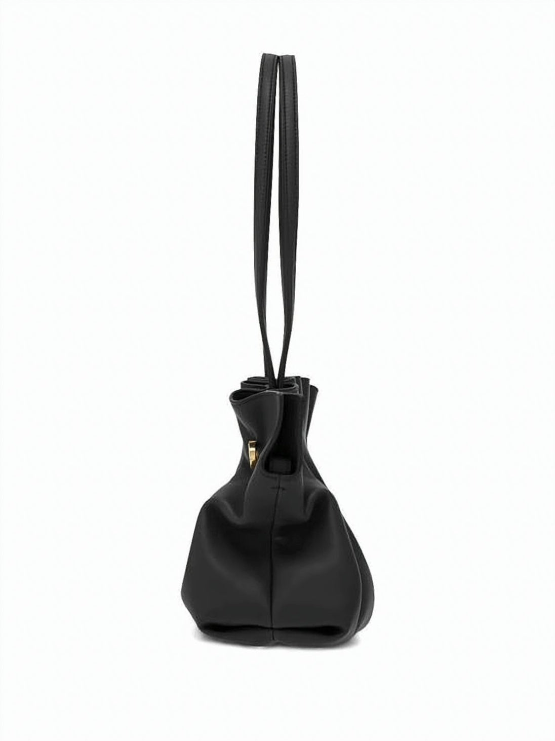 Ruched Nappa Leather Shoulder Bag