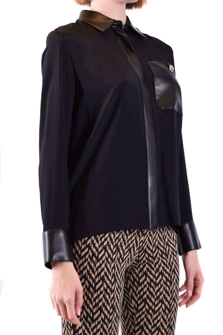 Silk-Blend Shirt With Leather Accents And Timeless Design