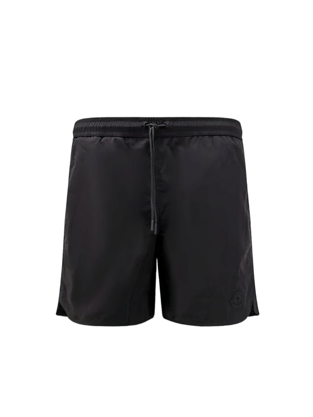 Short-Length Black Shorts With Elastic Waistband And Subtle Slits