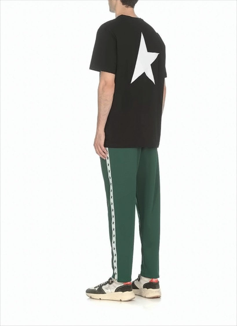 Tapered Green Joggers with Dark Green Star Motifs
