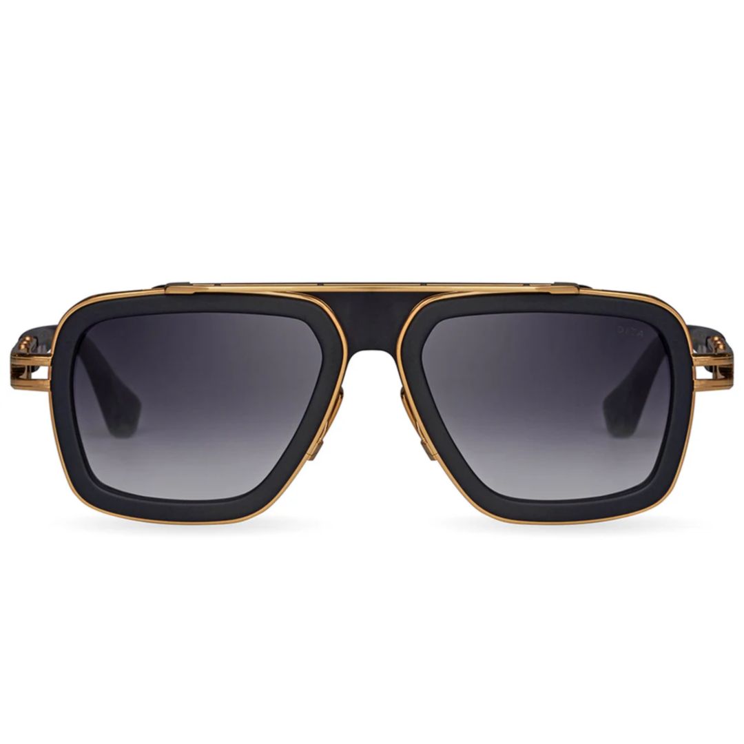 Lxn-Evo Geometric Square Frame Sunglasses with Gold Accents