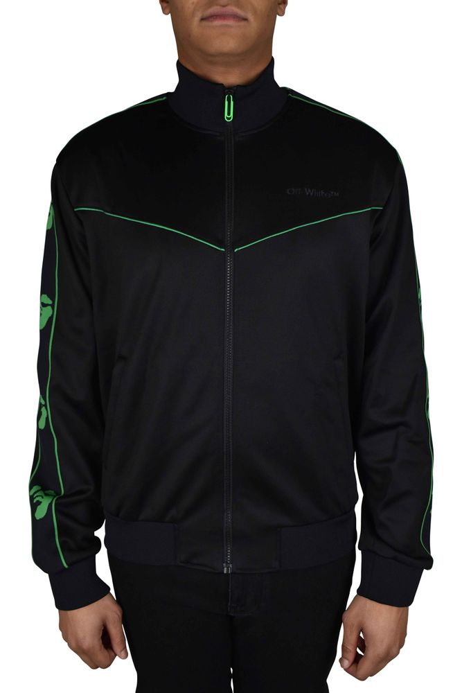 High-Collar Nylon Waistcoat With Green Logo Accents