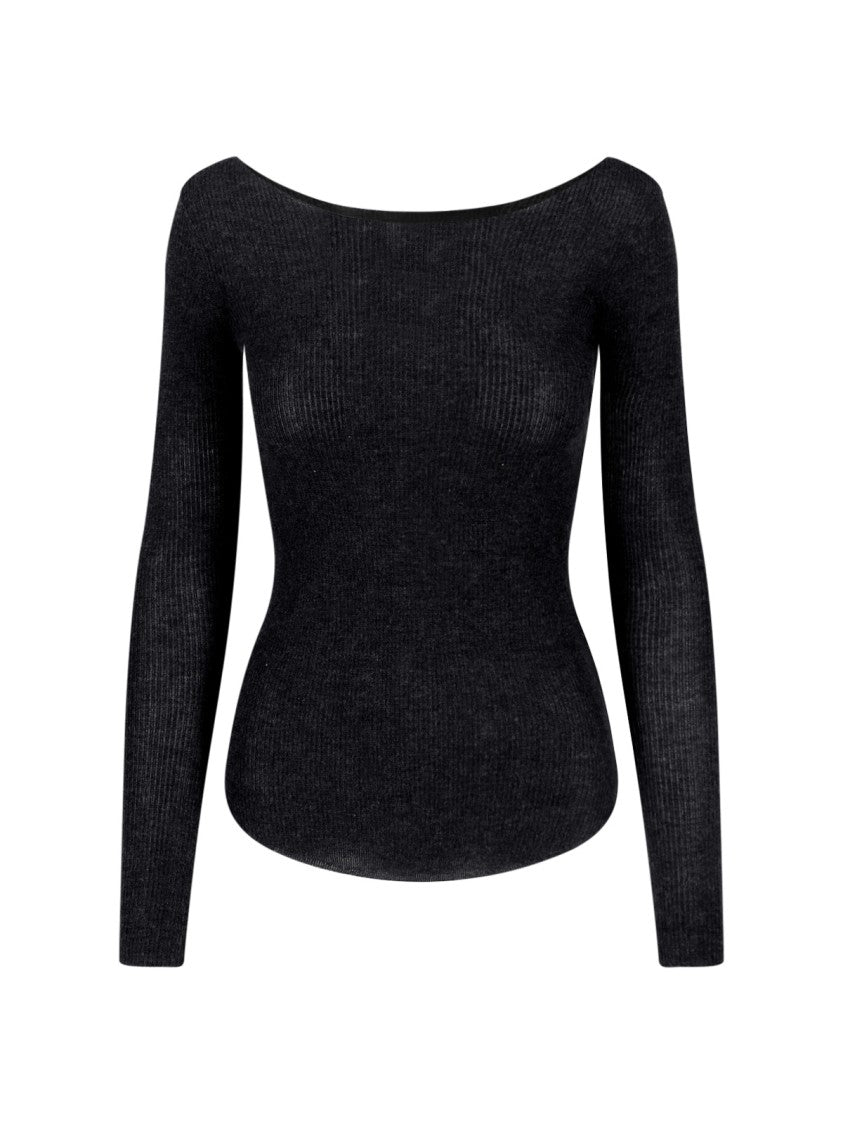 Cashmere-Silk Knit Top – Black