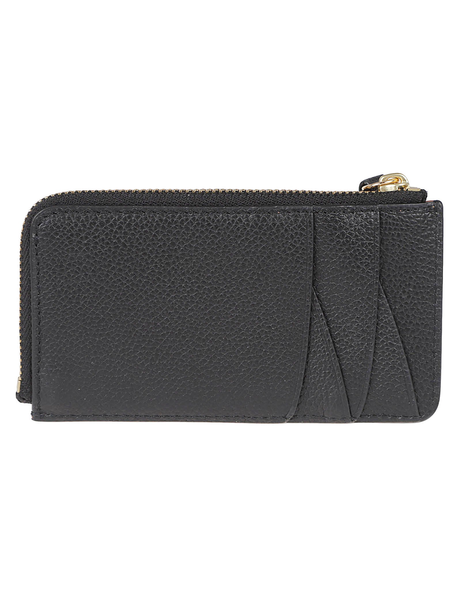 Textured Leather Wallet With Zip Closure