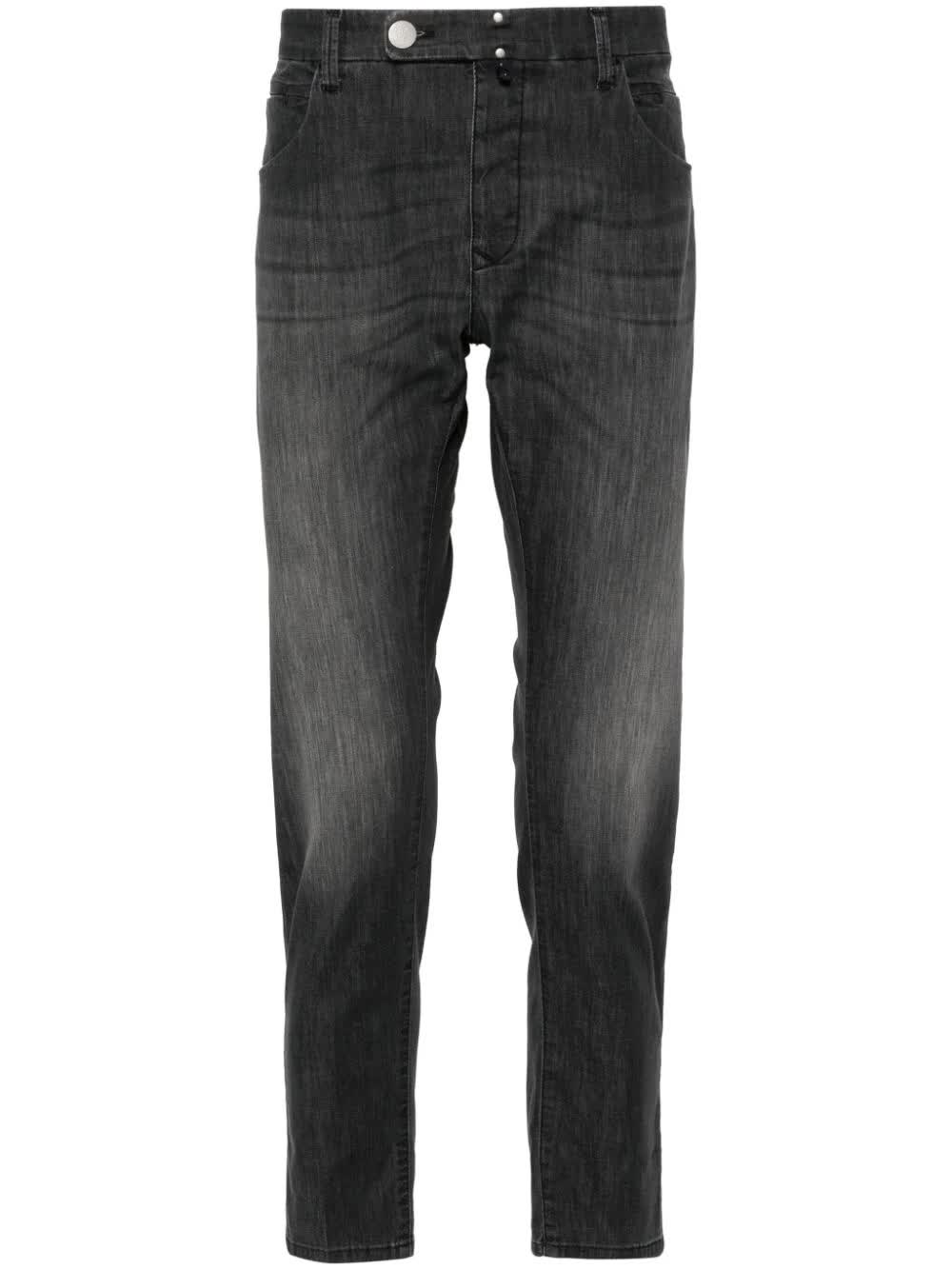 Black Pantalone Slim-Fit Washed Denim Pants