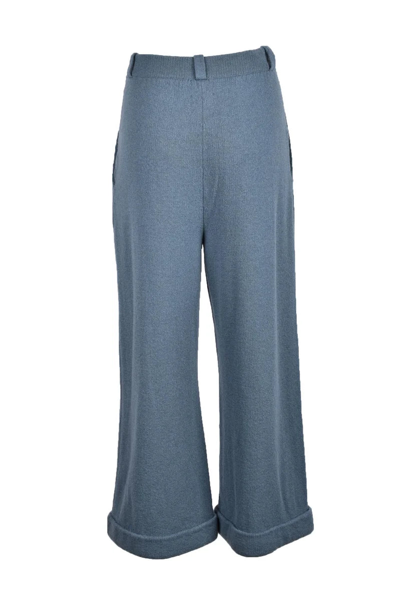 Soft Cashmere Trousers with Cuffed Hem