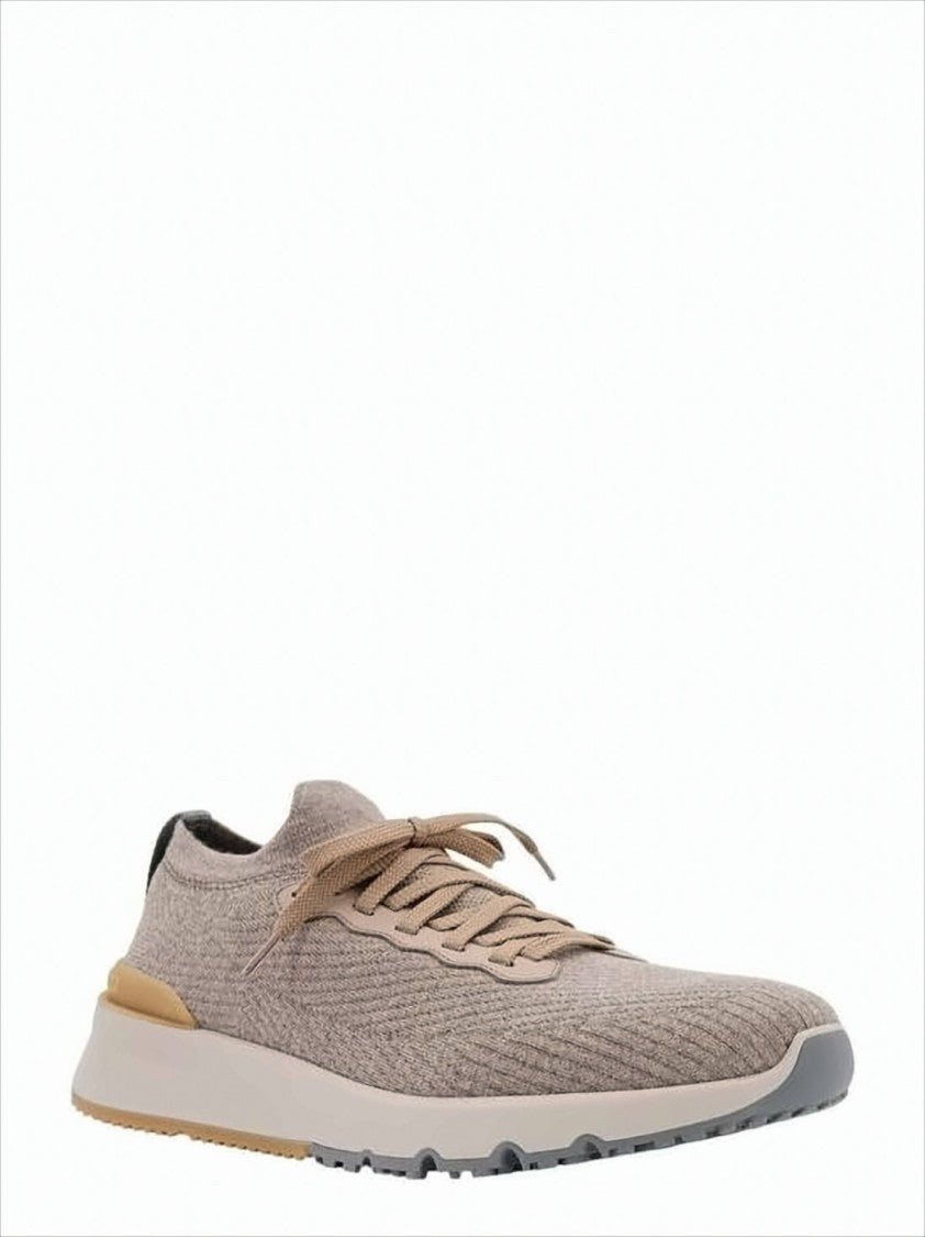 Knitted Wool Sneakers With Cushioned Rubber Sole