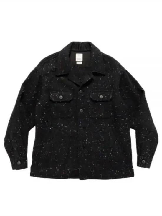 Textured Black Speckled Jacket with Relaxed Fit