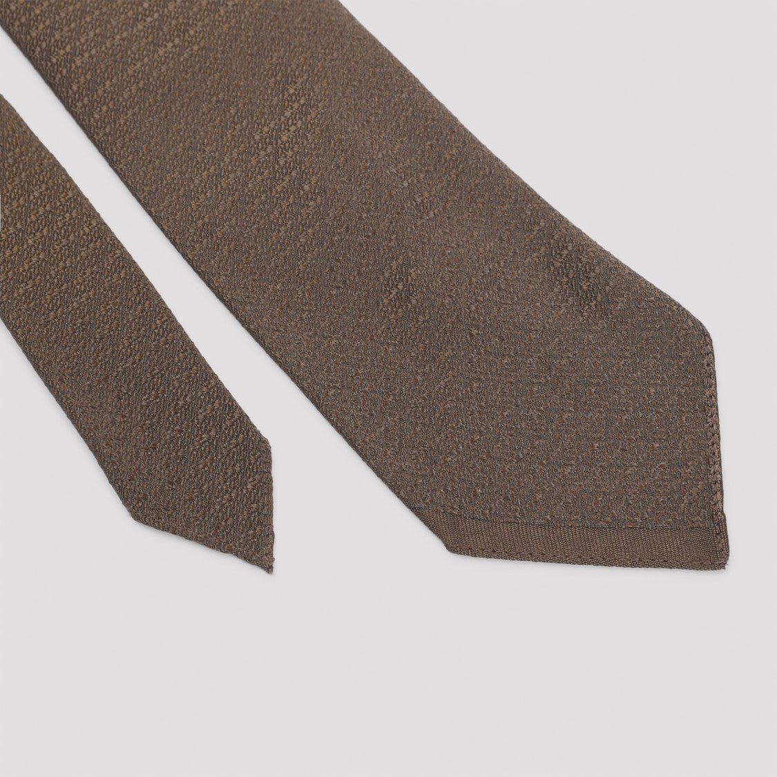 Textured Silk Necktie In Muted Brown Tone
