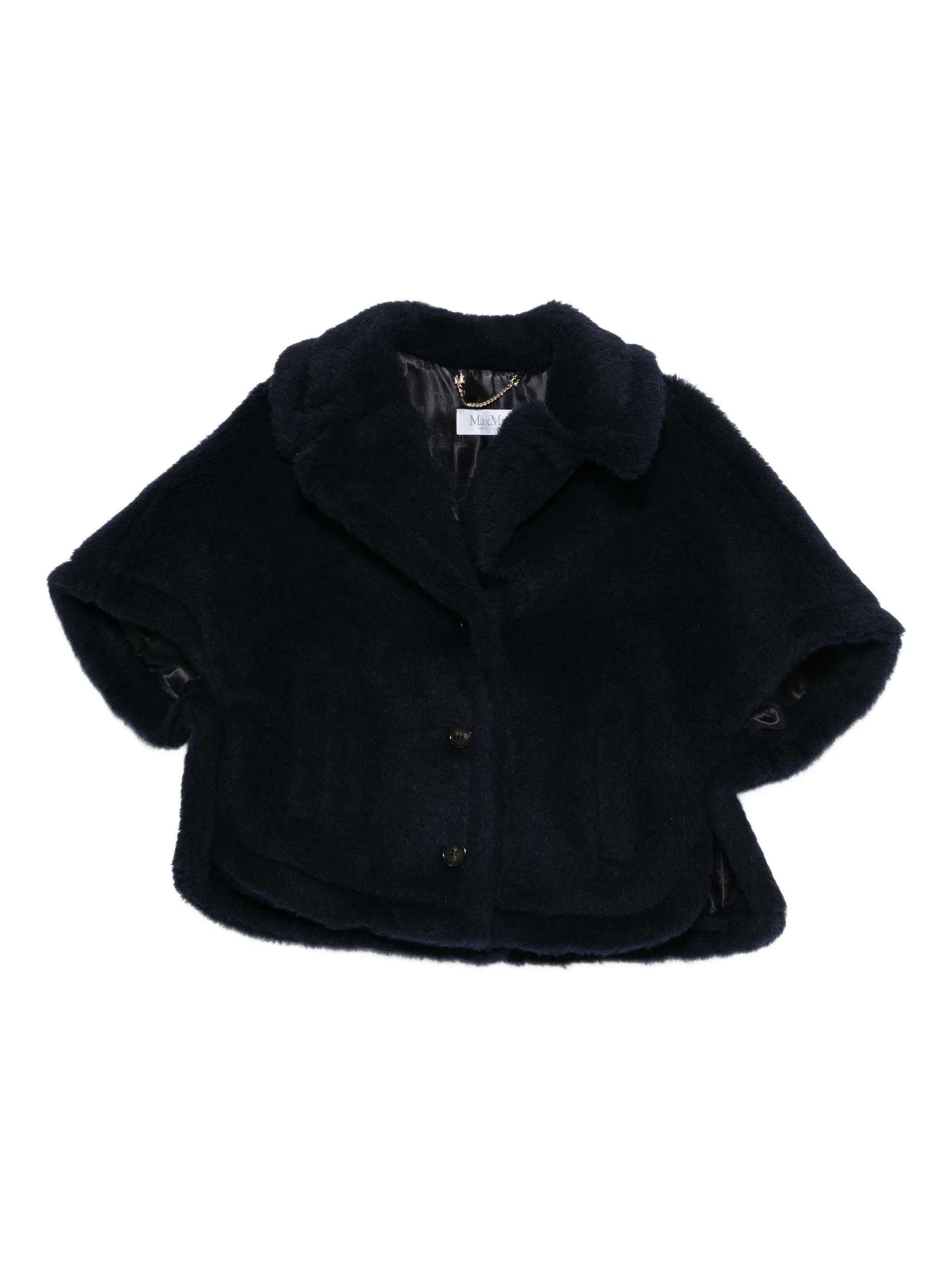 Black Mxacorvi Plush Cape-Style Jacket