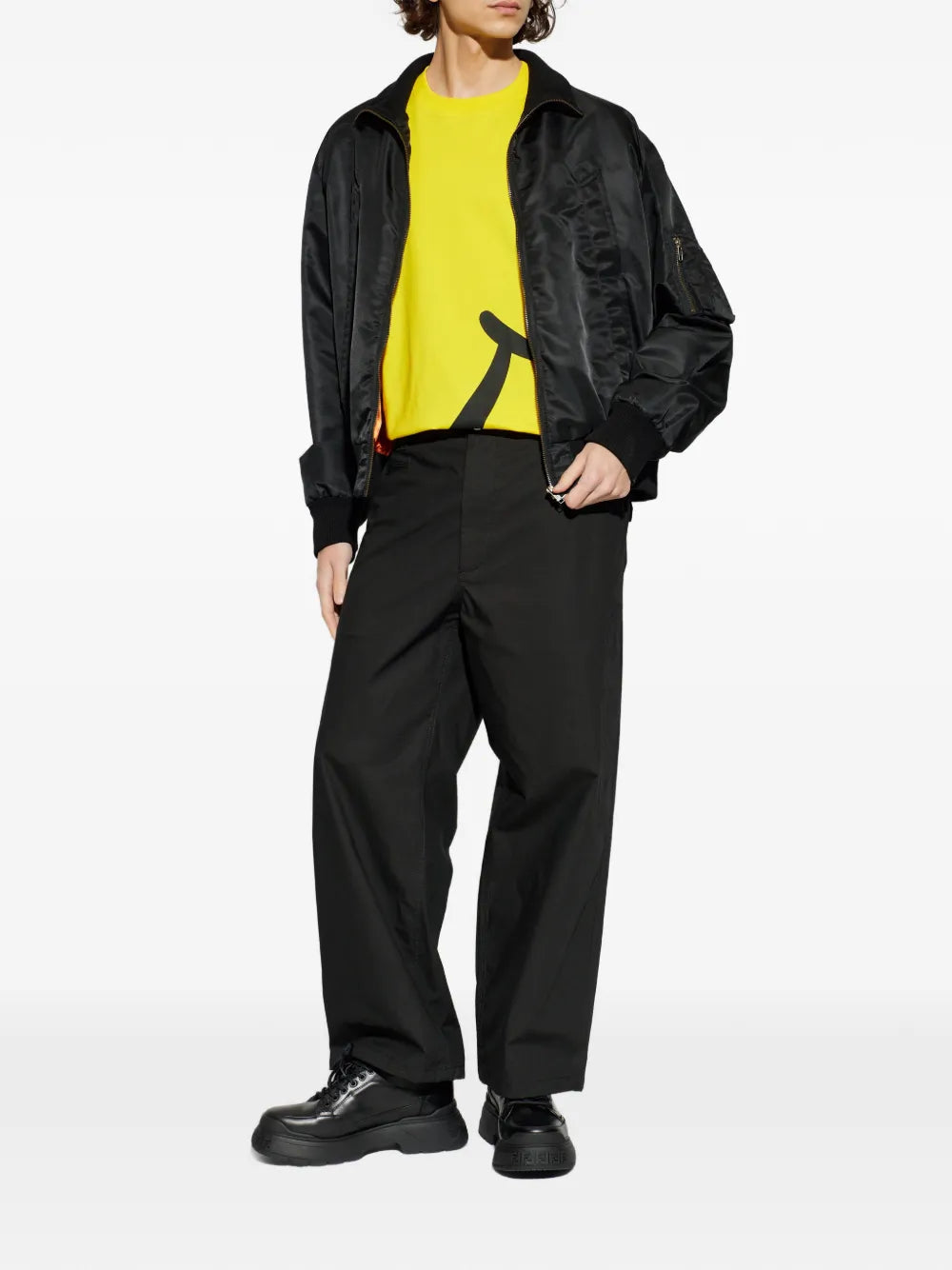 Relaxed Fit Yellow T-Shirt With Bold Smiley Graphic