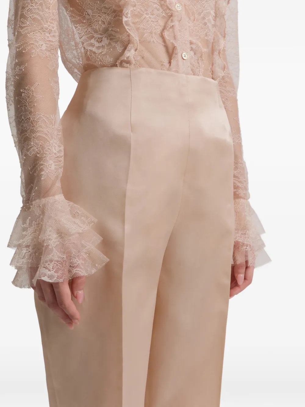 Tailored Organza Pants with High Waist