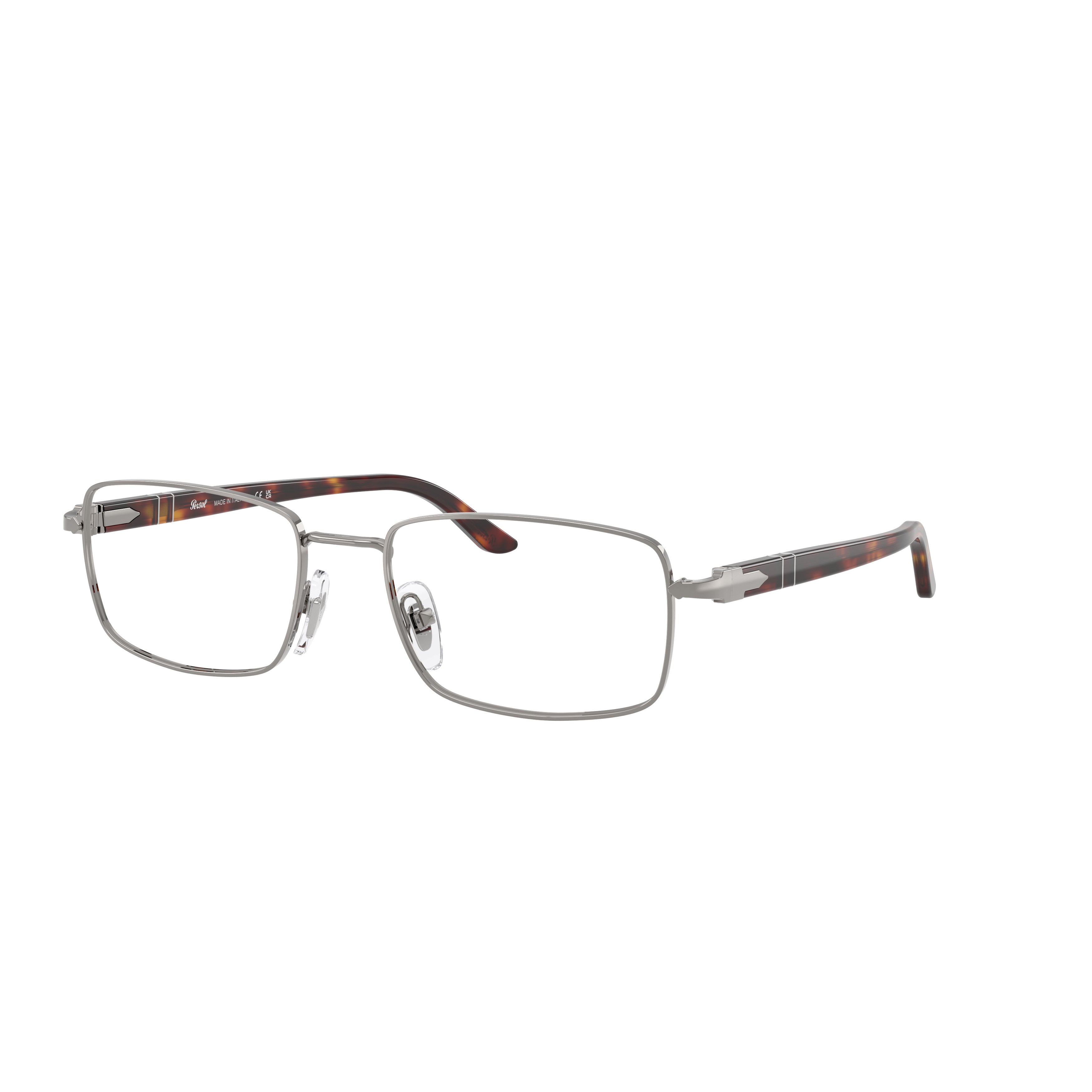 Rectangular Metal Frame Eyeglasses With Tortoiseshell Accents