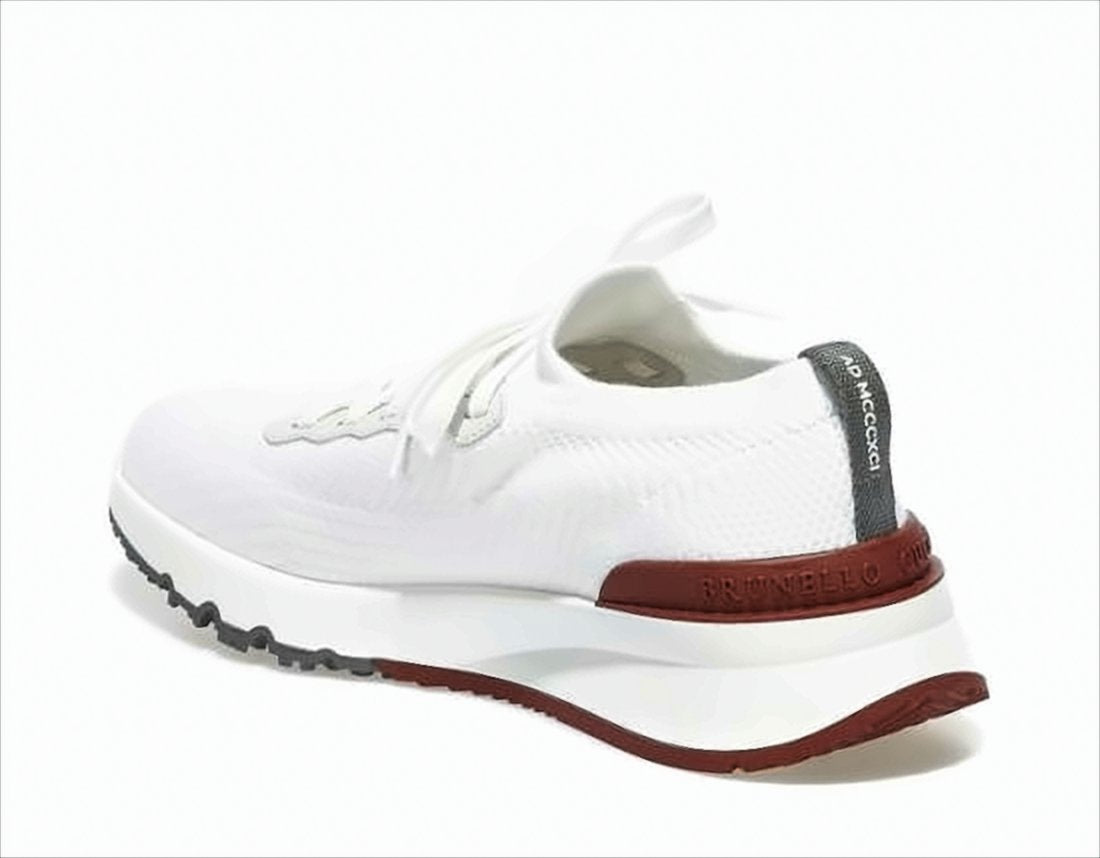 White Knitted Sneakers with Streamlined Silhouette