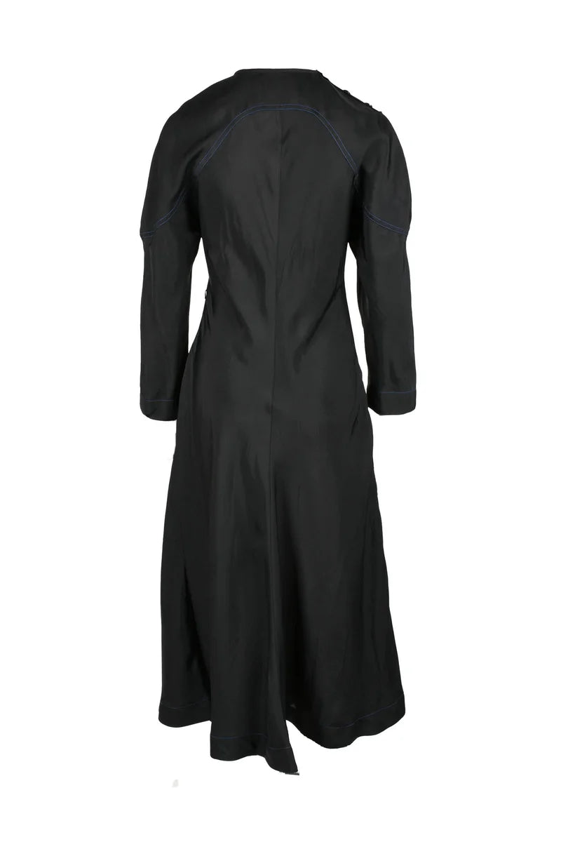 Long Viscose and Silk Dress - Black