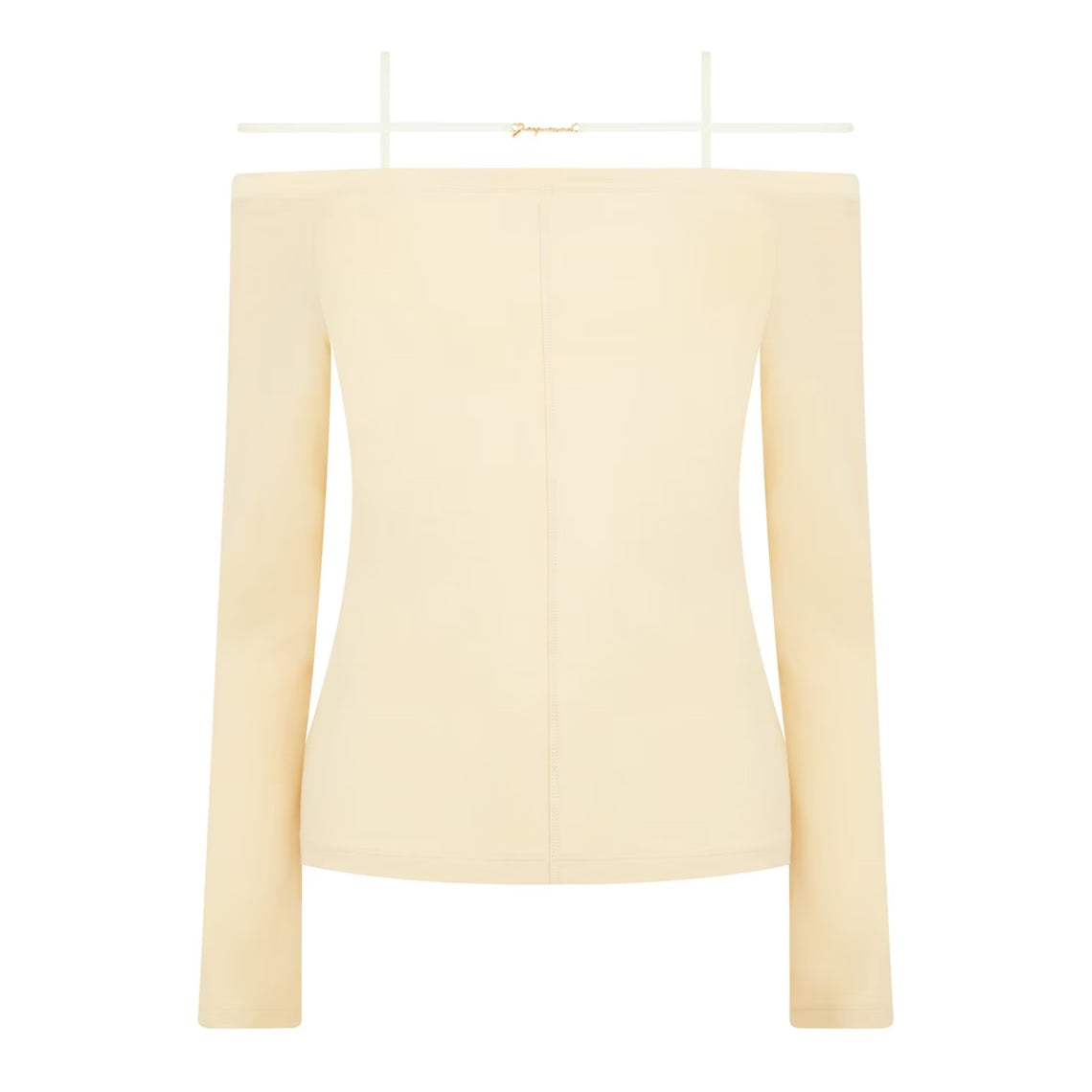 Fitted Off-Shoulder Long-Sleeve Top with Double Straps