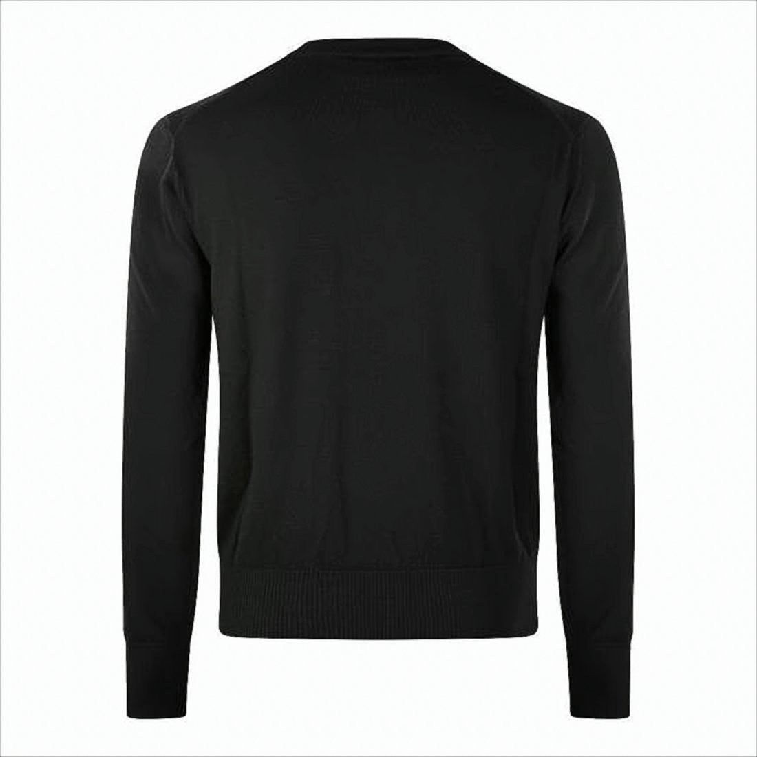 Classic Black Wool Sweater With Heart Emblem