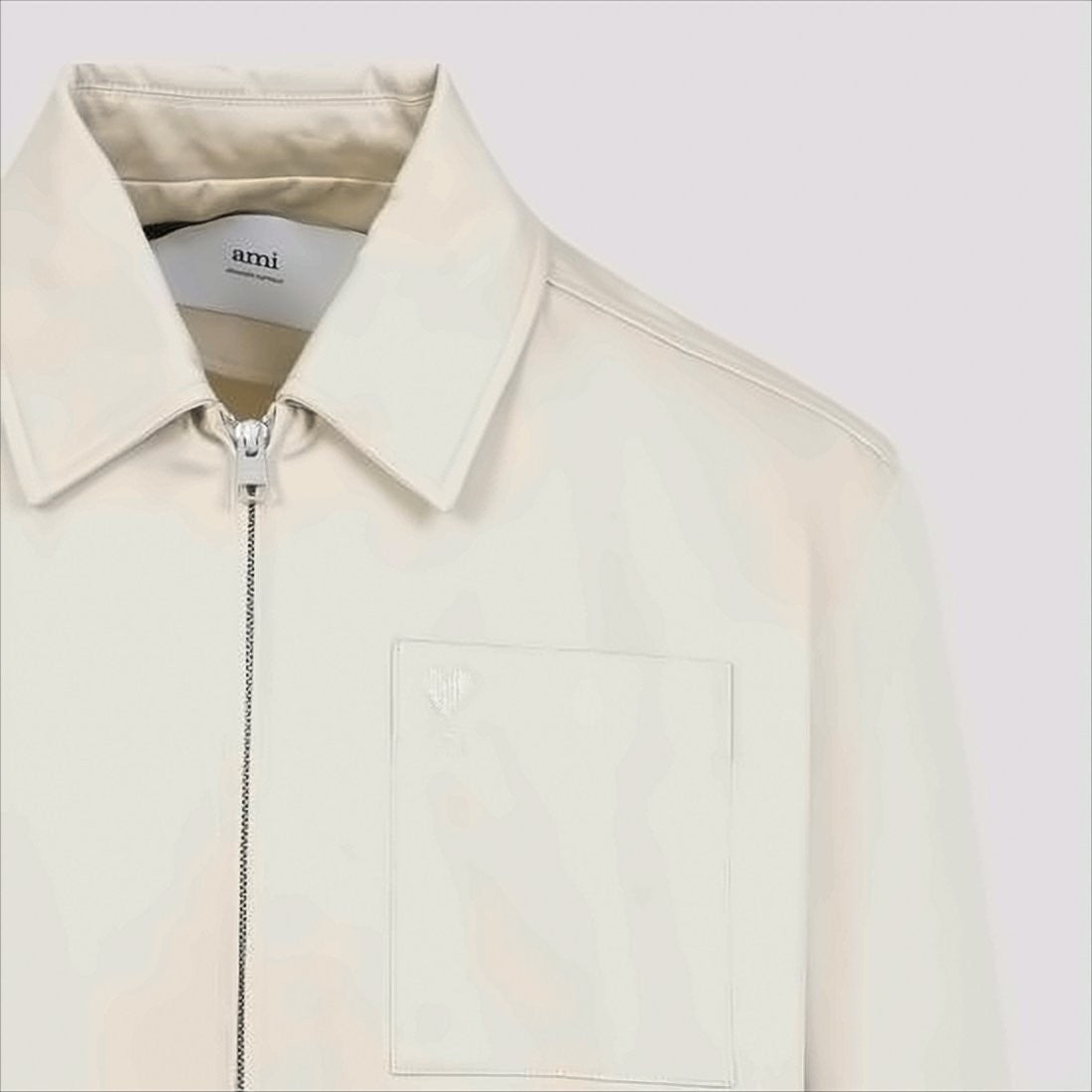 Minimalist Cotton Bomber Jacket with Embroidered Chest Pocket