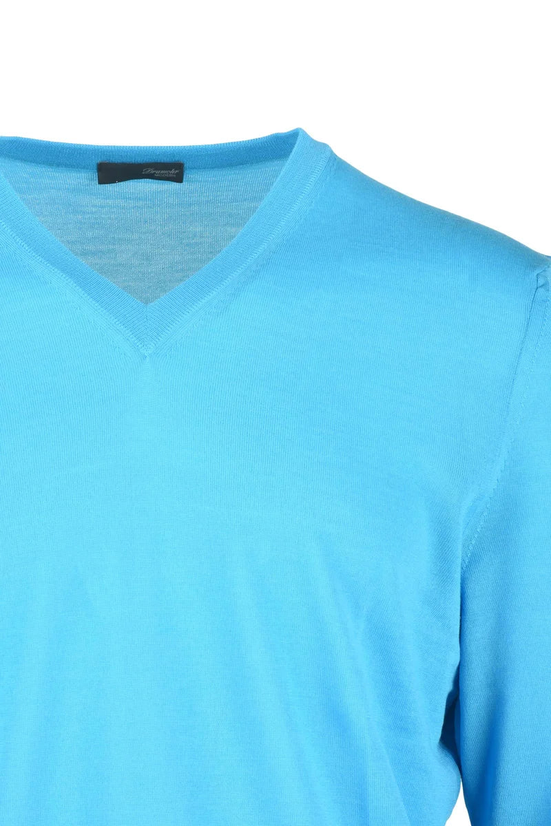 V-Neck Merino Wool Sweater - Light Blue