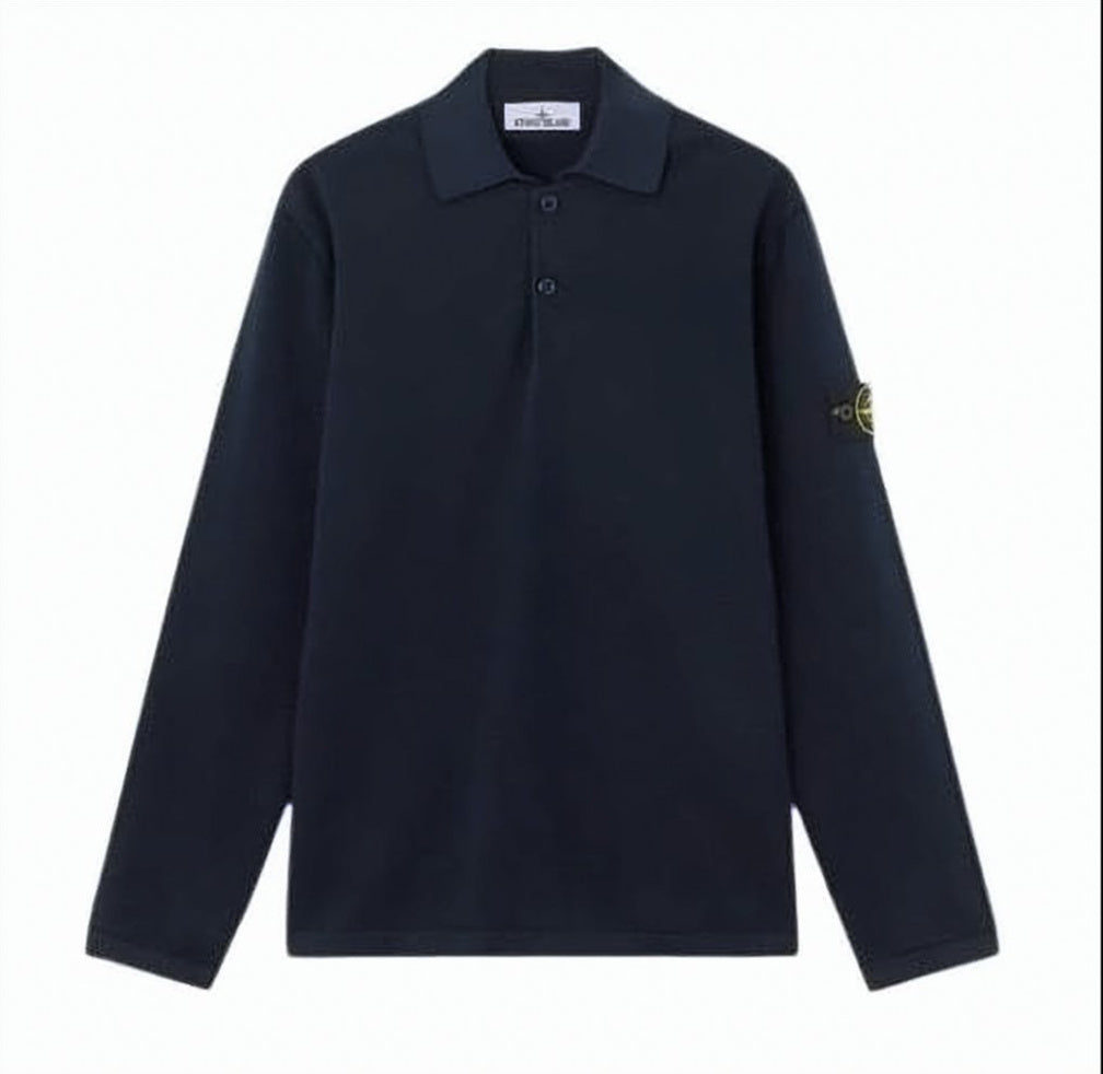 Black Long-Sleeve Polo Shirt