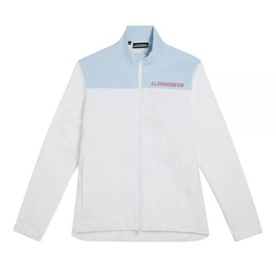 Lightweight White Jacket with Contrasting Collar Panel