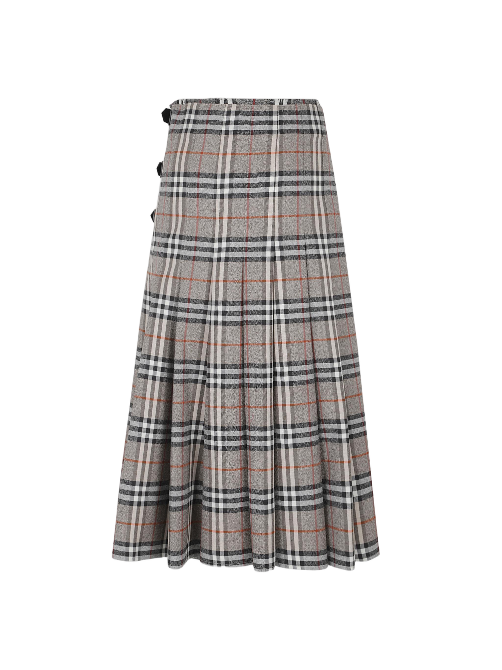 Classic Pleated Wool Midi Skirt