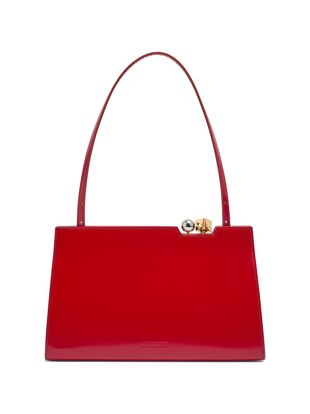 Red Rond-Carré Leather Top Handle Bag