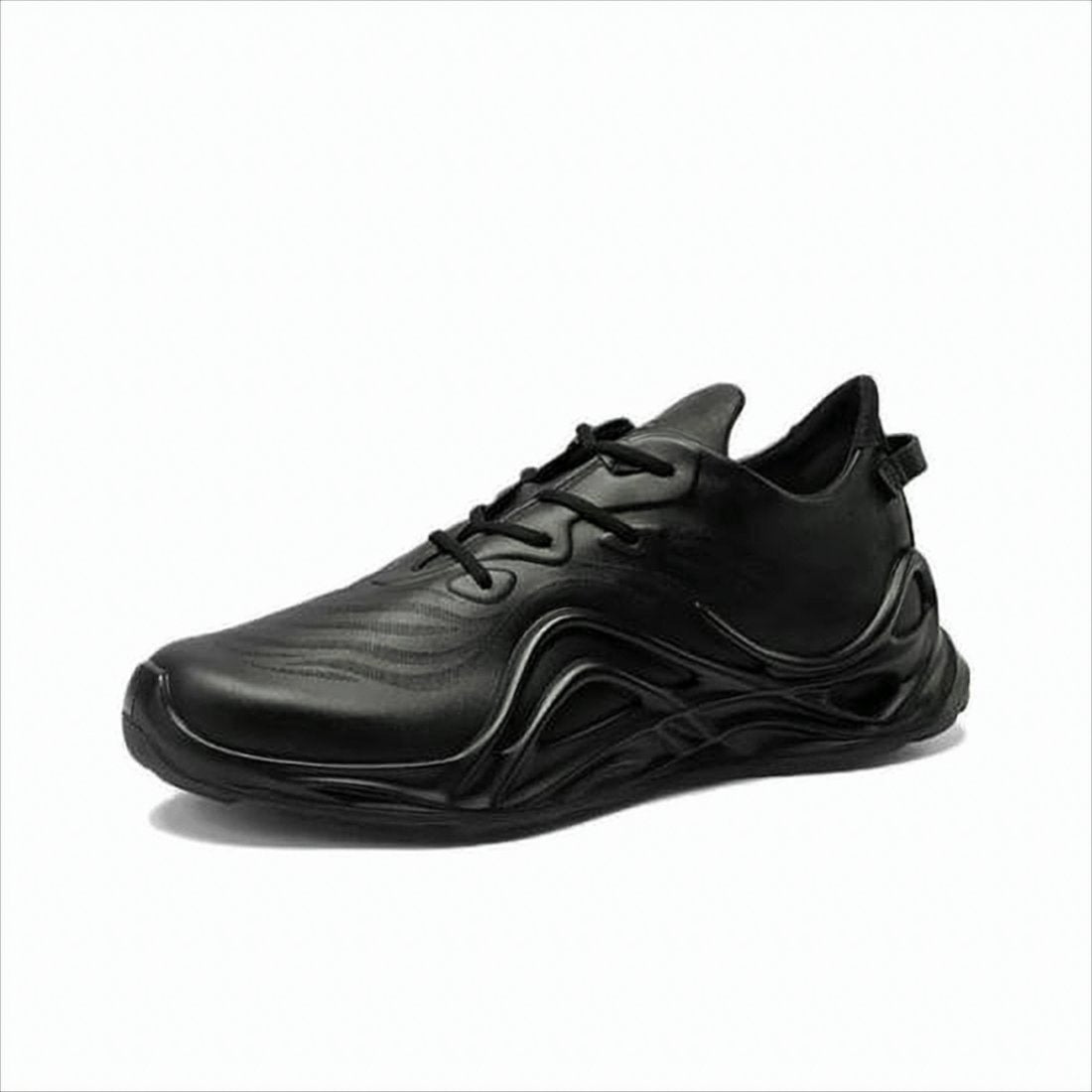 Embossed Leather Sneakers with Sculpted Rubber Sole