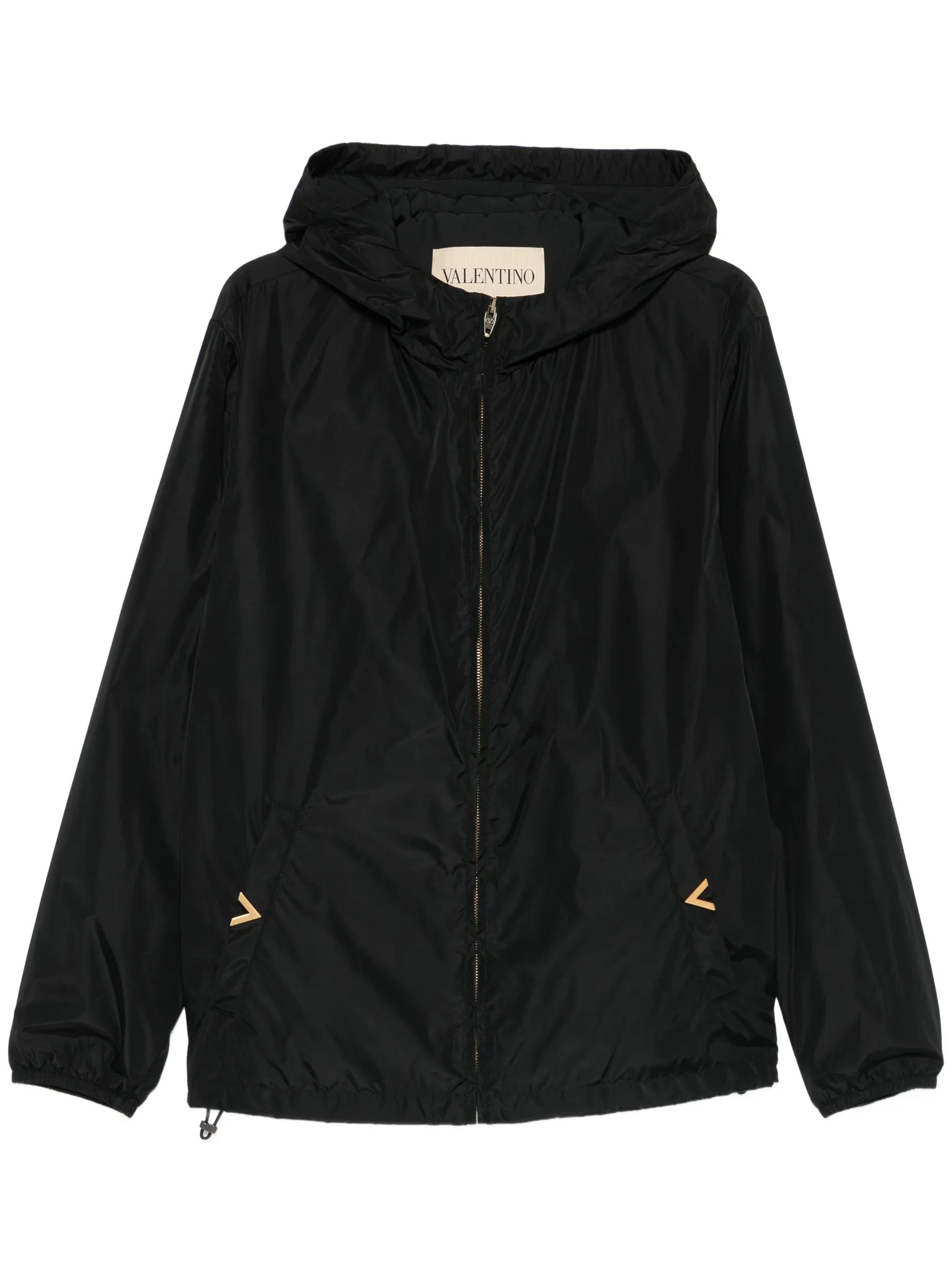 Black Vgold Nylon Hooded Jacket