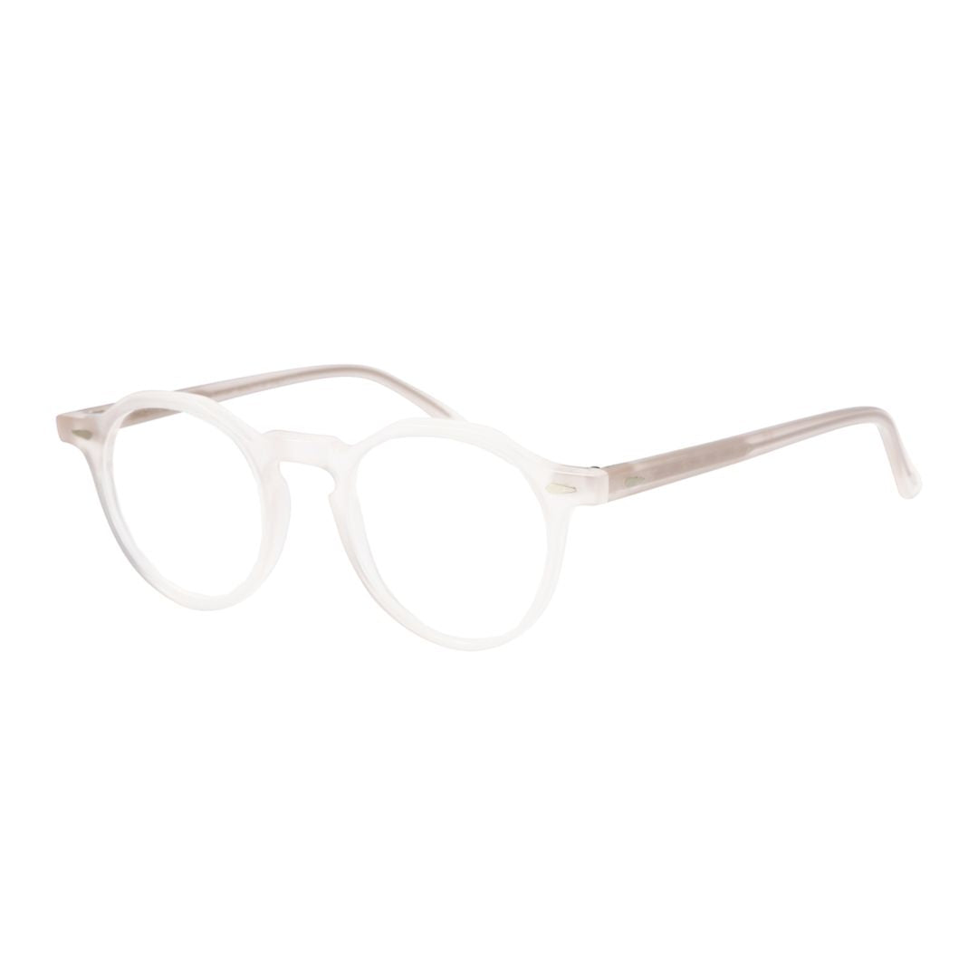 Justin Round Frame Eyeglasses with Translucent Frosted Finish