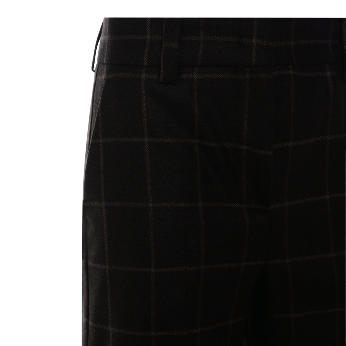 Straight-Leg Trousers with Subtle Checkered Pattern