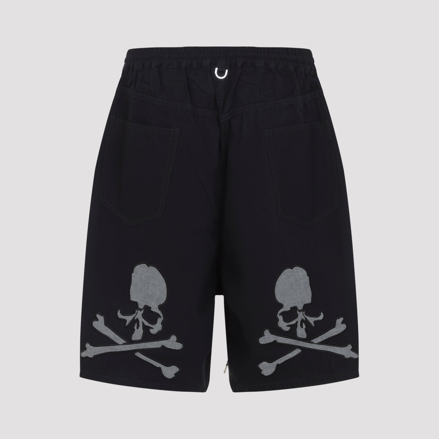 Relaxed Fit Black Cotton Shorts