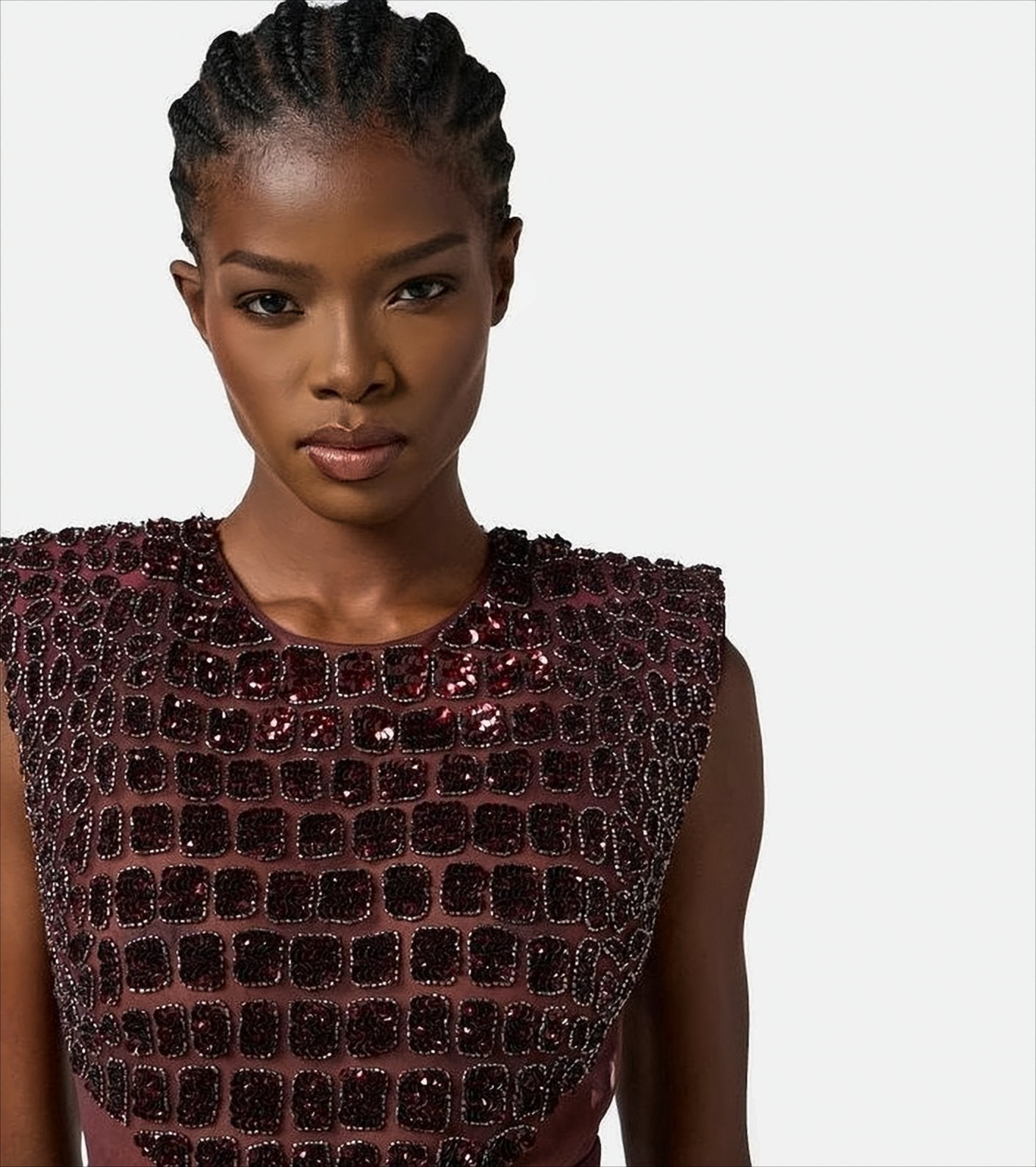 Lightweight Crepe Midi Dress With Structured Shoulders