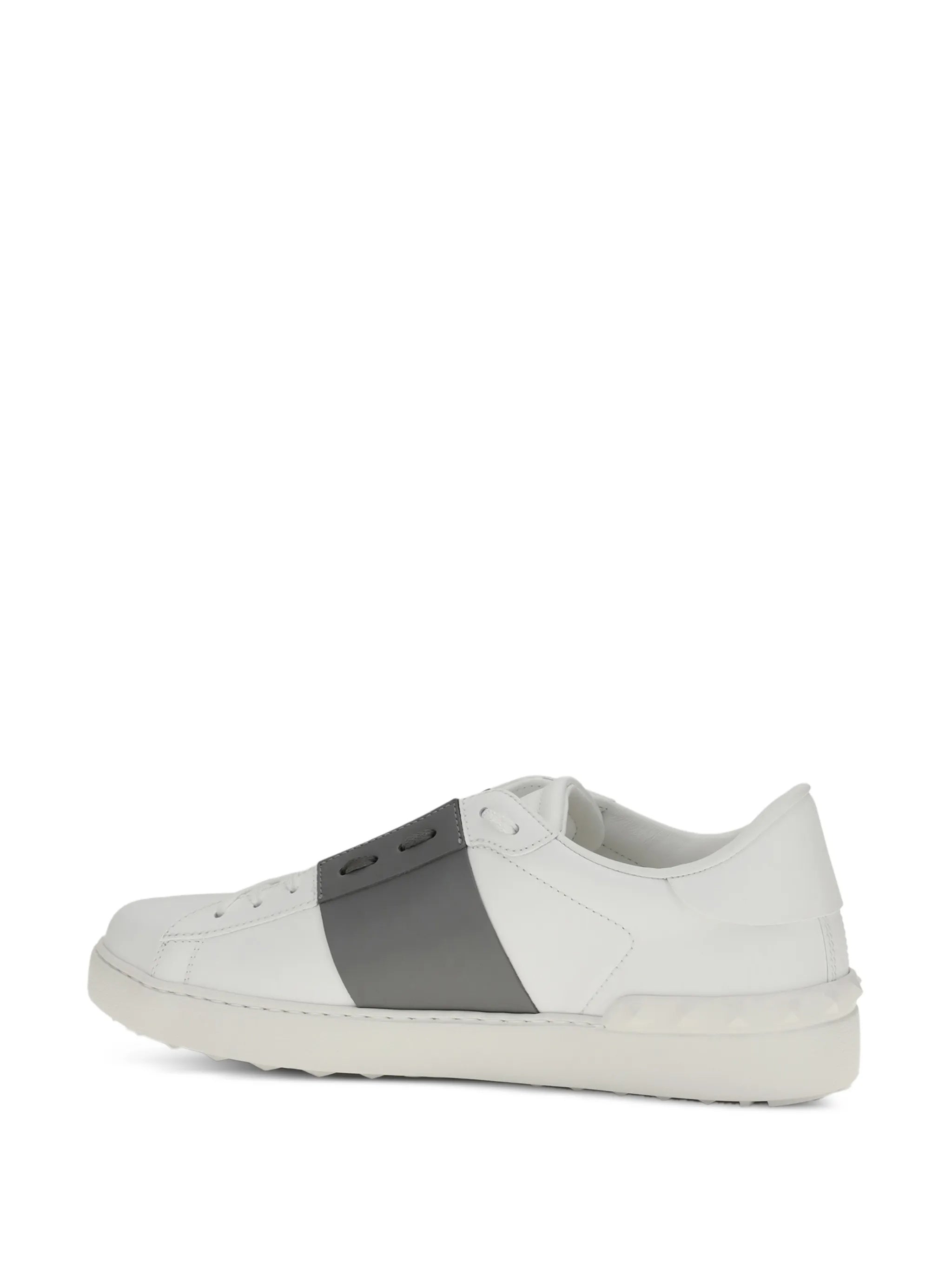 White Sneaker Open Low-Top Leather Sneakers